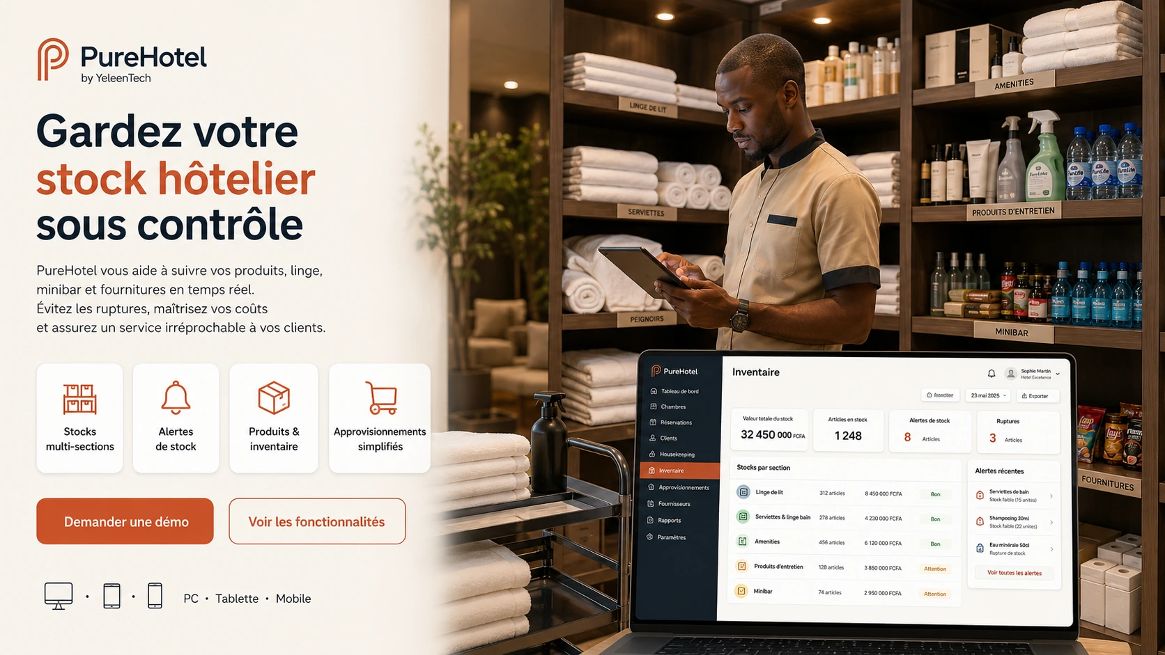 Inventaire multi-sections PureHotel
